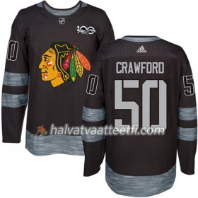 Miesten NHL Chicago Blackhawks Pelipaita Corey Crawford 50 1917-2017 100th Anniversary Adidas Musta Authentic